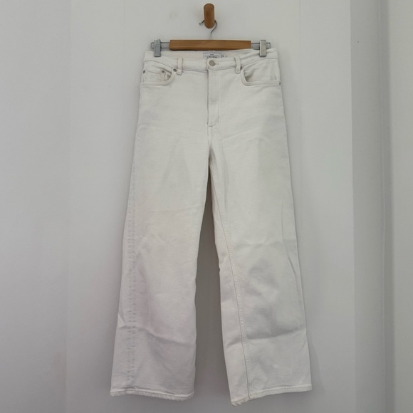 & Other Stories white high waist Treasure wide leg ankle jeans - size 30 - Picture 7 of 11